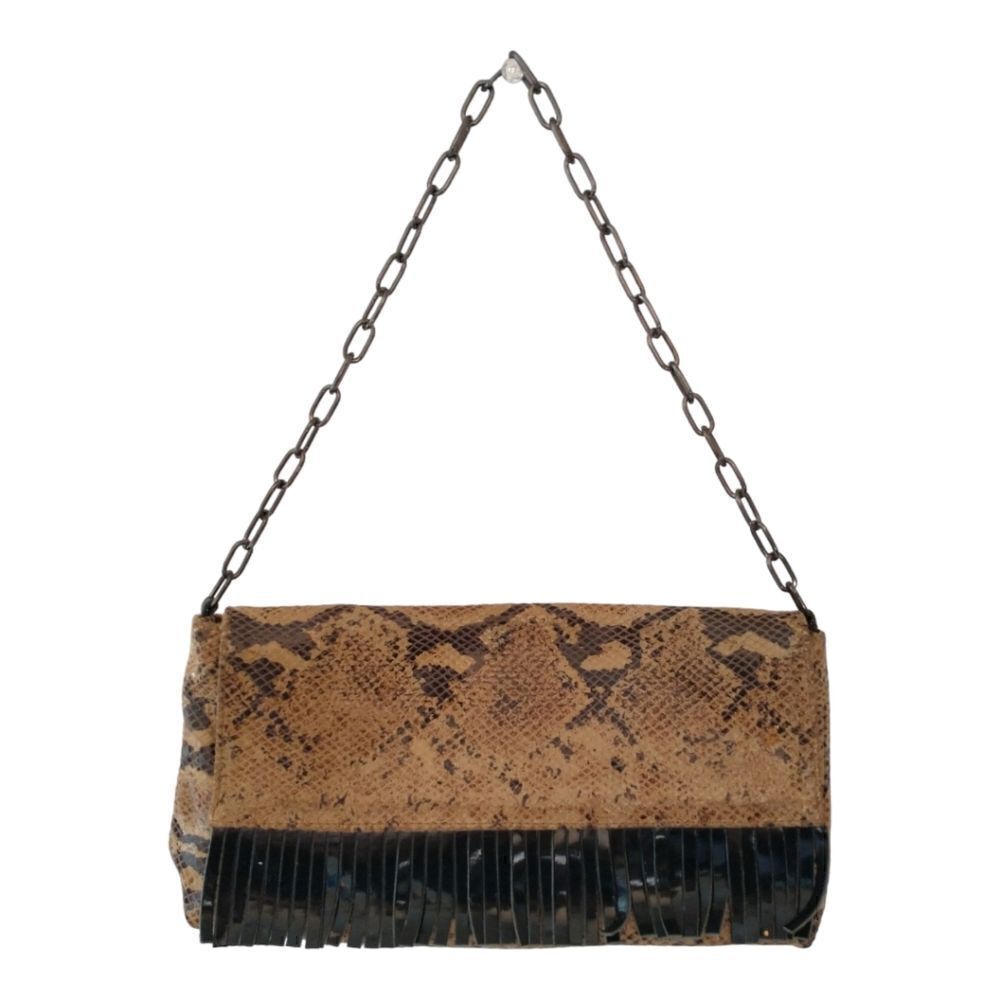 Y2K Animal Print Shoulder Bag Handbag Purse Italy Chain Fringe Leather Biker - Picture 7 of 16